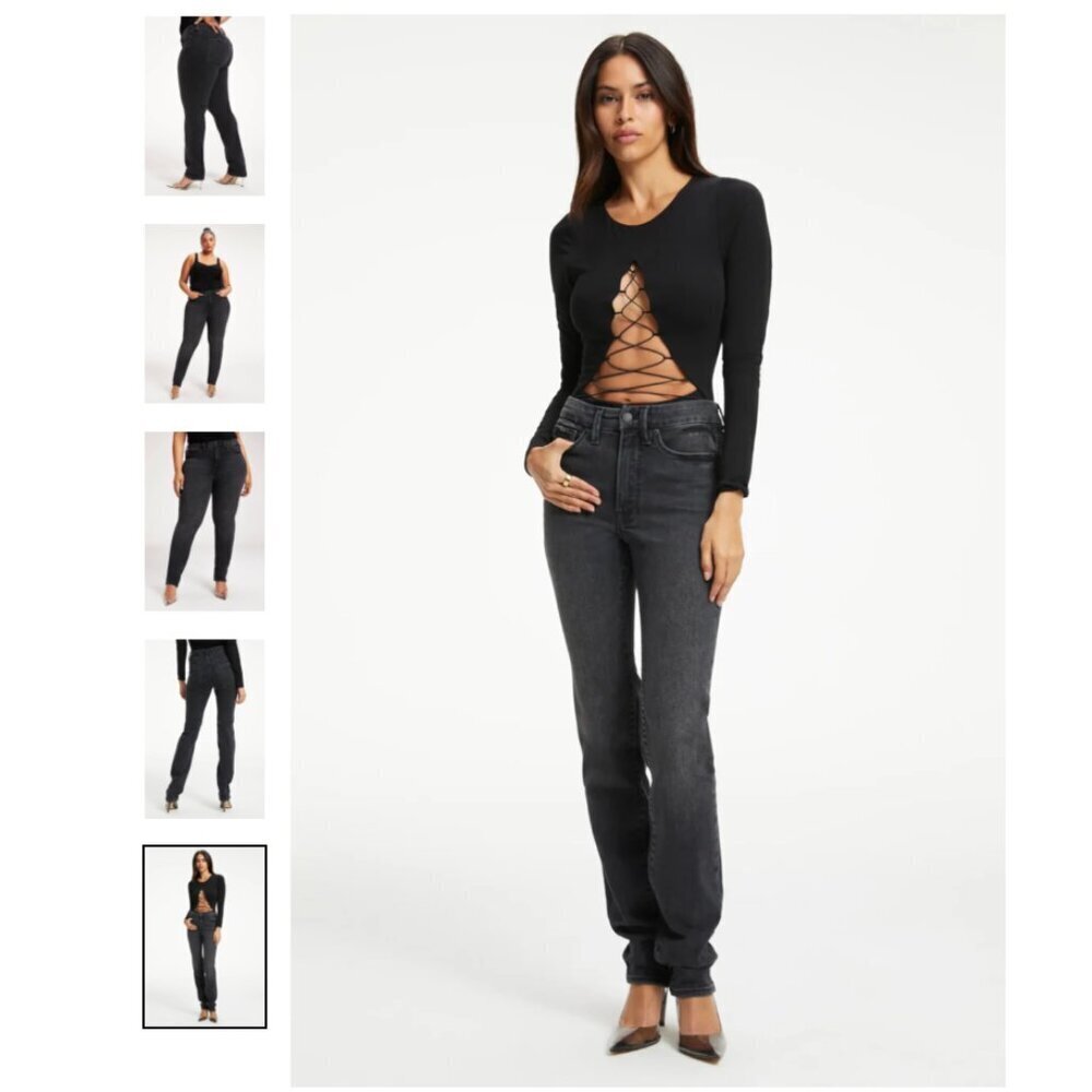 High-Rise Straight-Leg Women’s Jeans — Black